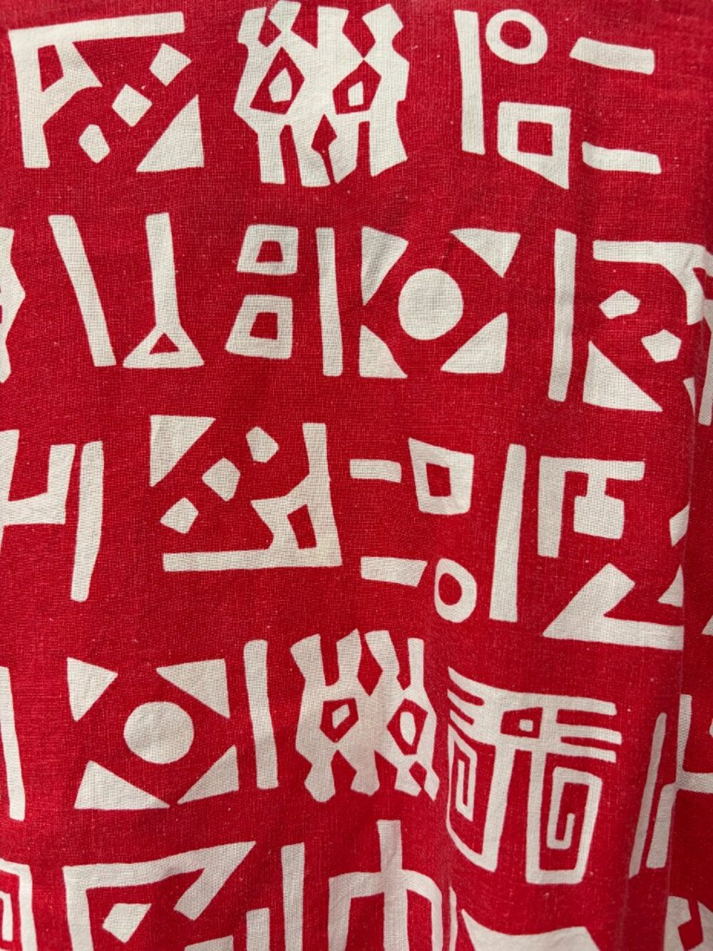 Vintage Abstract Geometric Patterned Boxy Unisex Top - Red - Unique Find! - Picture 5 of 11